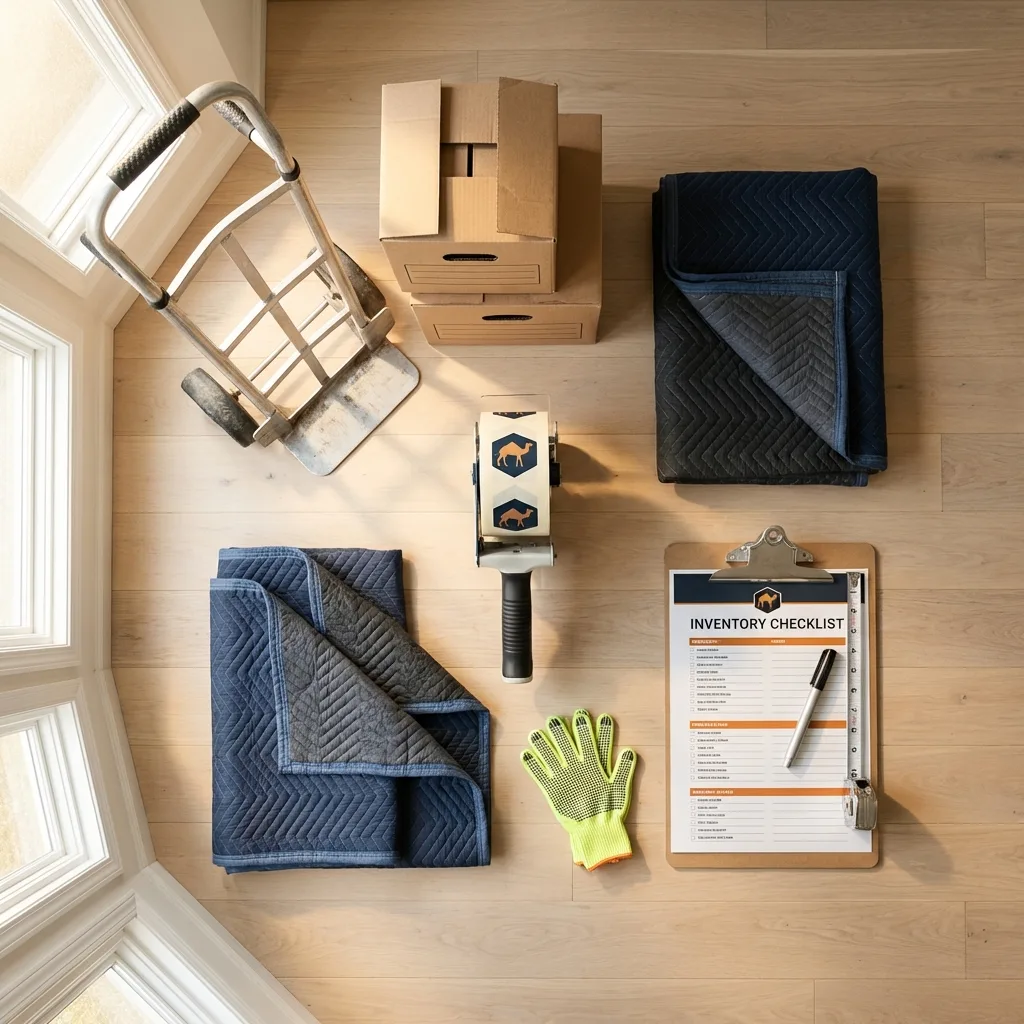 Professional moving supplies and packing materials layout for Fort Bliss residential relocations